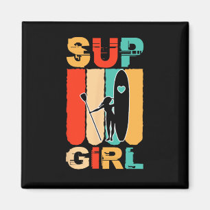 Lustige Mädchen Sup Stand Up Paddling Surfer Surfe Magnet