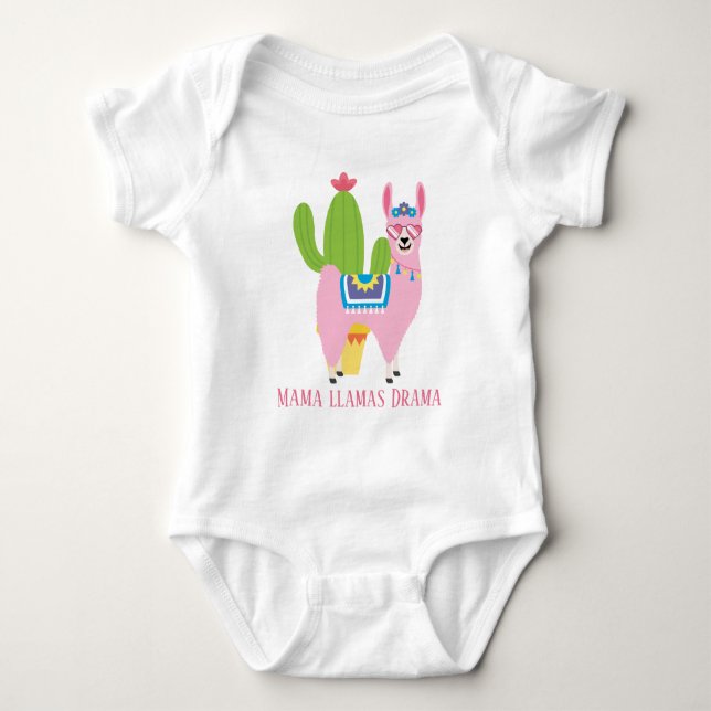 lustige Mama-Lamas-Drama fügen Text Baby Strampler (Vorderseite)