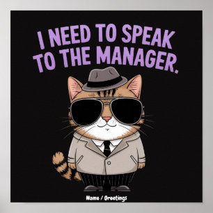 Lustige Manager-Katze Humor Illustration Poster