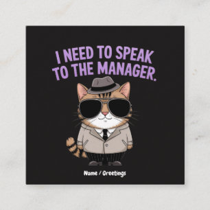 Lustige Manager-Katze Humor Illustration Quadratische Visitenkarte