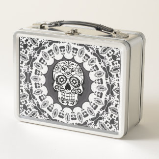 lustige Mandala Skull Metall Lunch Box