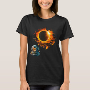Lustige Männer Katze Astronaut beim Beobachten der T-Shirt