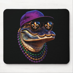 Lustige Mardi Gras Alligator Louisiana Illustratio Mousepad