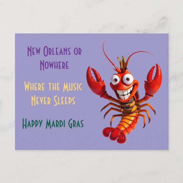 Lustige Mardi Gras Langusten - New Orleans oder Ni Postkarte (Vorderseite)
