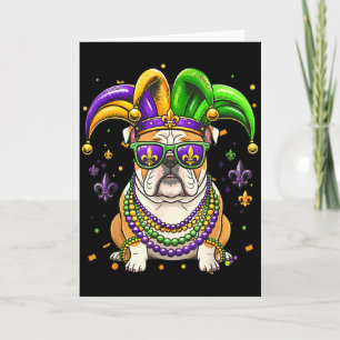 Lustige Mardi Gras-Perle englische Bulldogge Festi Karte