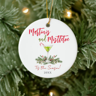 Lustige Martinis und Mistelzweig-Cocktail-Weihnach Keramik Ornament