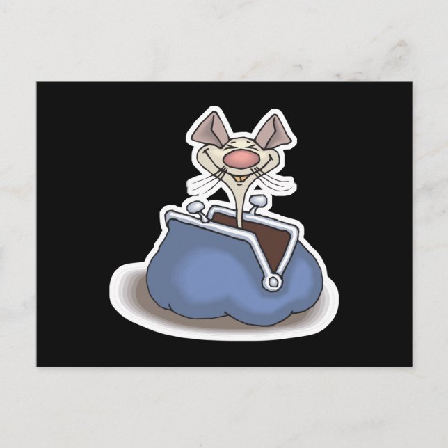 lustige Maus in Wechselgeld Postkarte (Vorderseite)