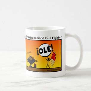 Lustige mechanisierte Stier-Kämpfer Stickman Tass Kaffeetasse