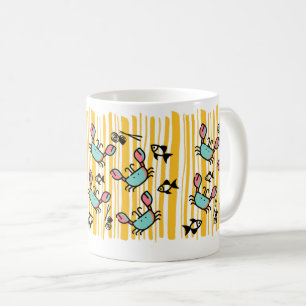 Lustige Meeresfrüchte Krabben Fisch Kaffeetasse