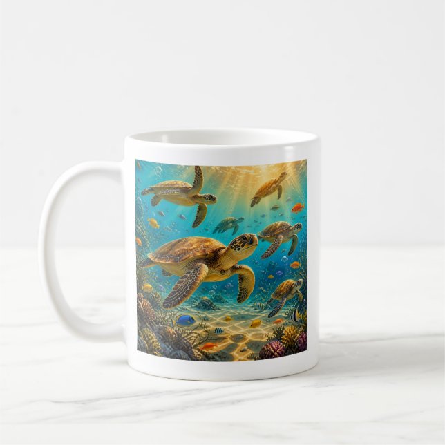 Lustige Meeresschildkröten Kaffeetasse (Links)