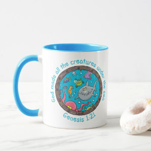 Lustige Meerestiere Cartoon Bibelvers für Kinder Tasse