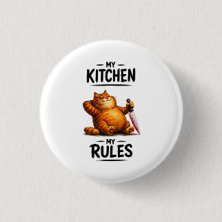 Lustige Meine Küche Meine Regeln Orange Katze mit  Button