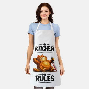 Lustige Meine Küche Meine Regeln Orange Katze mit Schürze