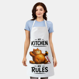 Lustige Meine Küche Meine Regeln Orange Katze mit  Schürze