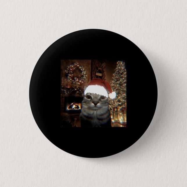 Lustige Meme-Katze macht ein Selfie Weihnachten Xm Button (Vorderseite)