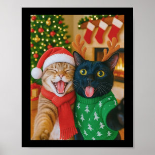 Lustige Meme-Katze macht ein Selfie Weihnachten Xm Poster