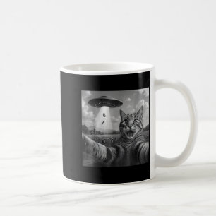 Lustige Meme-Katze Selfie Sechs Sieben Retro-Katze Kaffeetasse