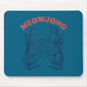Lustige Meowjong-Katze spielt Mahjong Retro  Mousepad