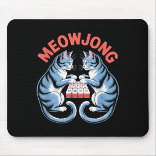 Lustige Meowjong-Katzen spielen Mahjong-Kacheln Hu Mousepad