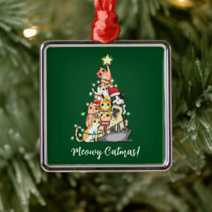 Lustige Meowy Catmas Katzen Weihnachtsbaum Ornament Aus Metall
