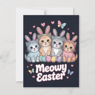 Lustige Meowy Osterkatzen Süße Kätzchen Osterei Ka Feiertagskarte