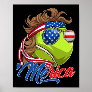 Lustige Merica Tennis Ll Und Usa-Flagge Sungles 4. Poster