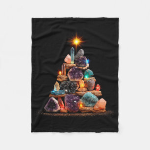 Lustige Mineralien Weihnachtsbaum Grafik Kristalle Fleecedecke