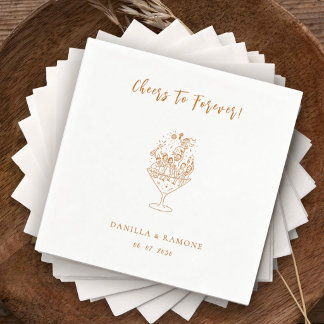 Lustige Minimalistische Prost-auf-ewig-Hochzeitssk Serviette