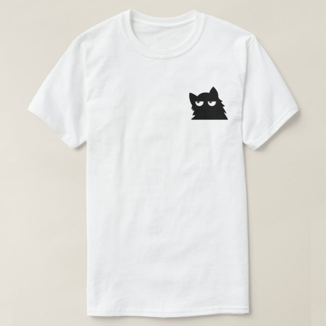Lustige, minimalistische schwarze Katze mit einem  T-Shirt (Design vorne)