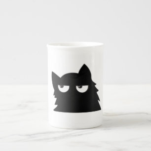 Lustige Minimalistische Schwarze Katze mit Richter Prozellantasse