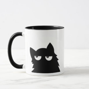 Lustige Minimalistische Schwarze Katze mit Richter Tasse