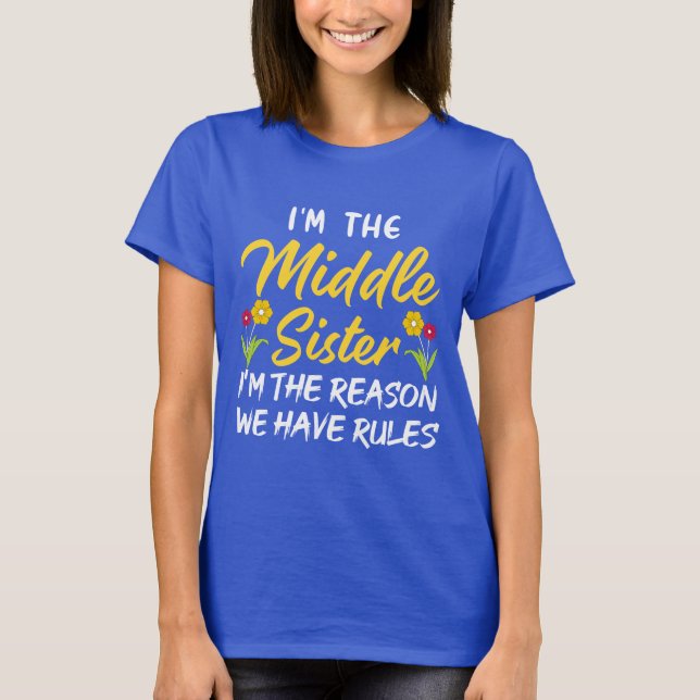 lustige mittlere Schwester-Regel Wortart T-Shirt (Vorderseite)