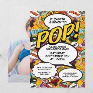 Lustige moderne Baby-Party-Comic-Foto, bereit zum  Einladung