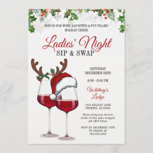 Lustige moderne Weihnachts-Sip-&-Swap-Cocktailpart Einladung