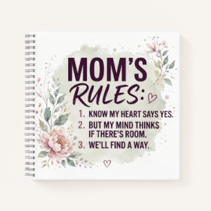 Lustige Mom-Regeln Florale Wasserfarbe Familien-Zi Notizbuch