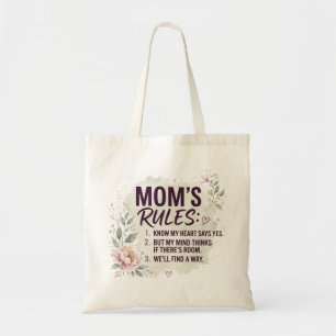Lustige Mom-Regeln Florale Wasserfarbe Familien-Zi Tragetasche