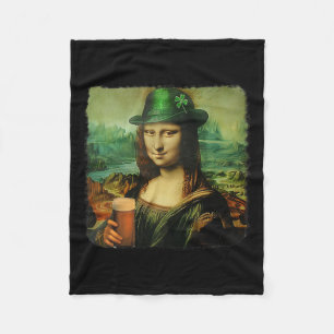 Lustige Mona Lisa St. Patricks Day Shamrock Hut Le Fleecedecke