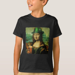 Lustige Mona Lisa St. Patricks Day Shamrock Hut Le T-Shirt