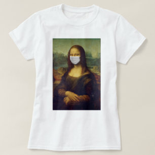 Lustige Monalisa trägt Coronavirus-Gesichtsmaske T-Shirt