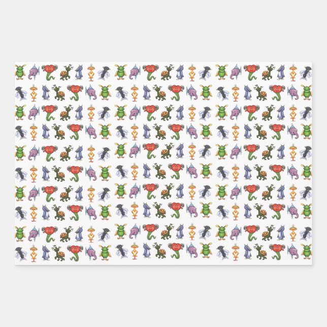 Lustige Monster Geschenkpapier Set (Vorderseite 3)