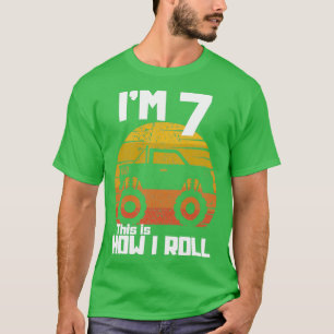 Lustige Monster Trucks 7. Geburtstagsgeschenk Sieb T-Shirt