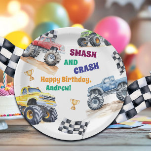 Lustige Monster-Trucks-Geburtstagsfeier Pappteller