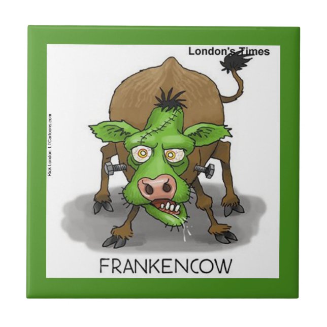 Lustige Monsterkuh Keramikfliese (Vorderseite)