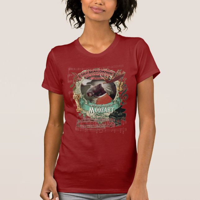 Lustige Moozart Tierkomponist-Mozart-Parodie T-Shirt (Vorderseite)