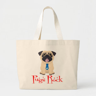 Lustige Mops-Welpen-Hund-Comic-Leinwand-Tasche Jumbo Stoffbeutel