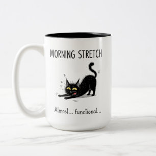 Lustige Morgen Stretch Fast Funktionelle Katzen Ta Zweifarbige Tasse