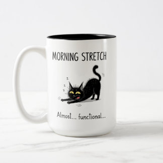 Lustige Morgen Stretch Fast Funktionelle Katzen Ta Zweifarbige Tasse