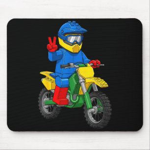 Lustige Motorradbauer-Jungs Blockbauspielzeug D Mousepad