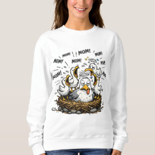 Lustige müde Möwen-Mama Muttertags-Cartoon Sweatshirt