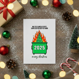 Lustige Müllcontainer-Feuer Weihnachtskarte 2025 Feiertagskarte